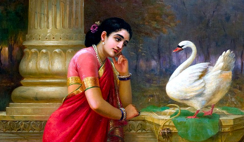 Mulher jovem com cisne